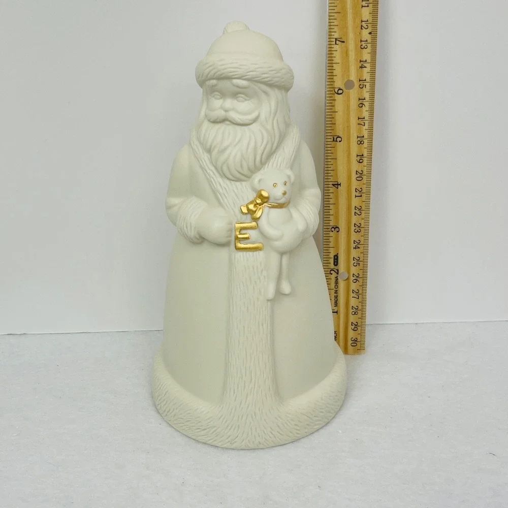 Lenox All is Bright Santa Figurine Light Up Ivory Porcelain Gold Letter E 863052
